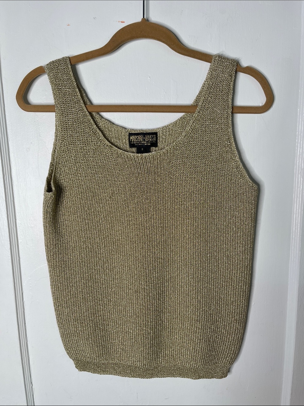 Marshall Rousso Small Gold Metallic Tank Top Resort Las Vegas S Sweater Knit
